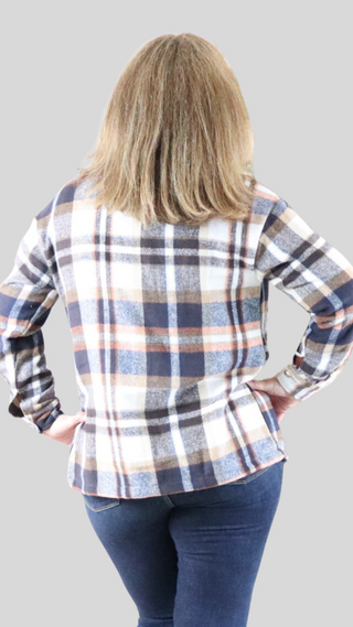 Double Take Plaid Shacket with Pockets