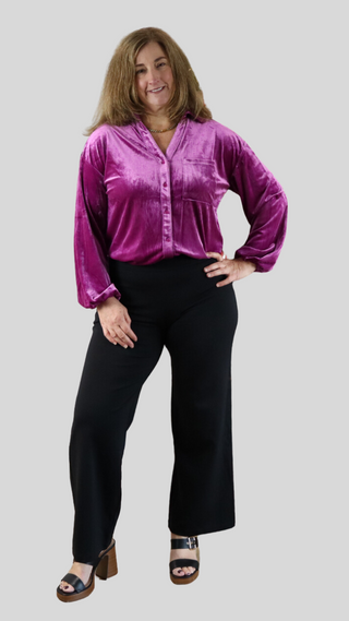 The Best Policy Velvet Balloon Sleeve Top