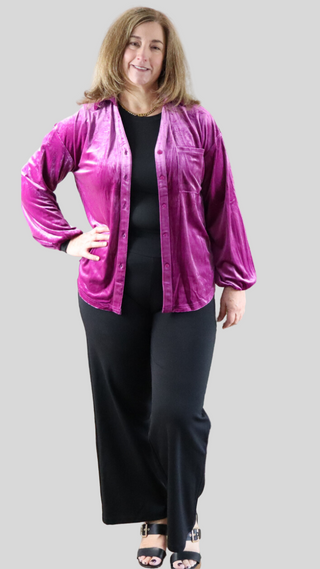 The Best Policy Velvet Balloon Sleeve Top