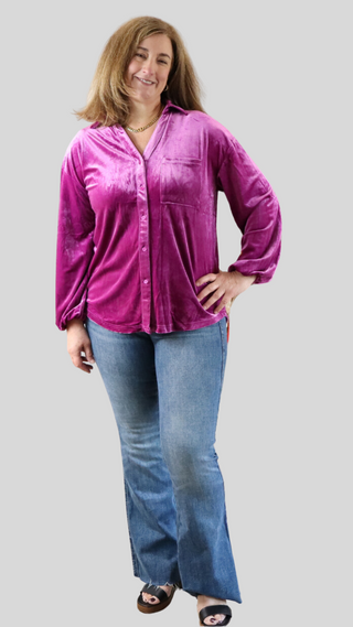 The Best Policy Velvet Balloon Sleeve Top