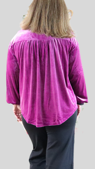 The Best Policy Velvet Balloon Sleeve Top