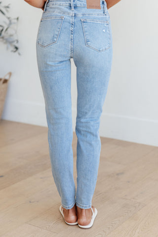 Eloise Mid Rise Control Top Distressed Skinny Jeans