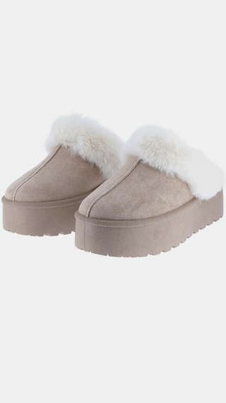 Weeboo Trim Snow Slippers in Taupe