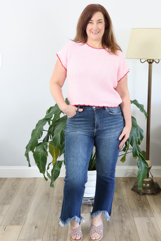 RISEN Crop Bootcut Fray Hem Jeans